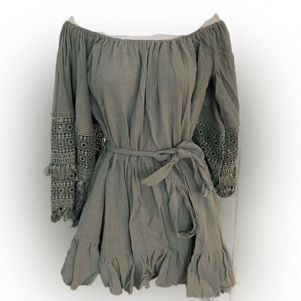 Petal Roz Pixie Dress- M green cotton , NWT , boho